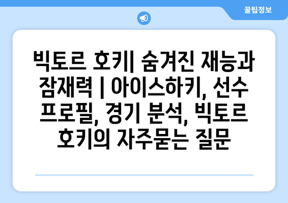 빅토르 호키| 숨겨진 재능과 잠재력 | 아이스하키, 선수 프로필, 경기 분석, 빅토르 호키