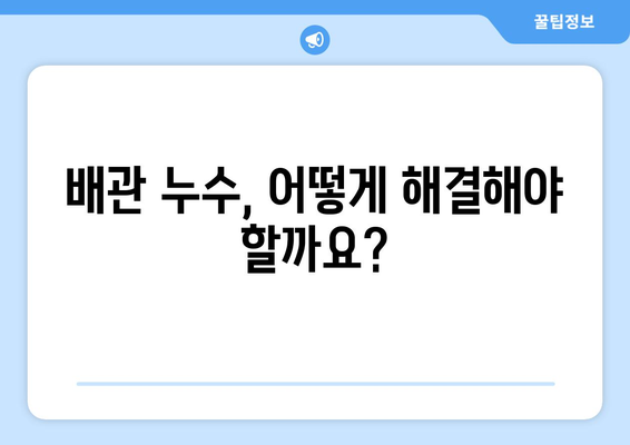 전라남도 담양군 오정리 배관 누수 해결 가이드 | 누수 원인, 증상, 해결 방법, 전문 업체 추천