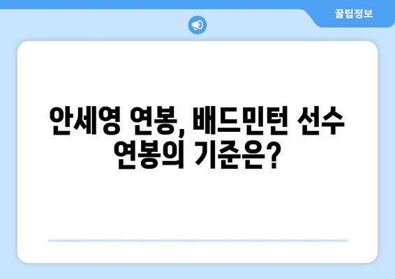 안세영 연봉| 배드민턴 스타의 연봉은 얼마일까요? | 안세영, 연봉, 배드민턴, 선수