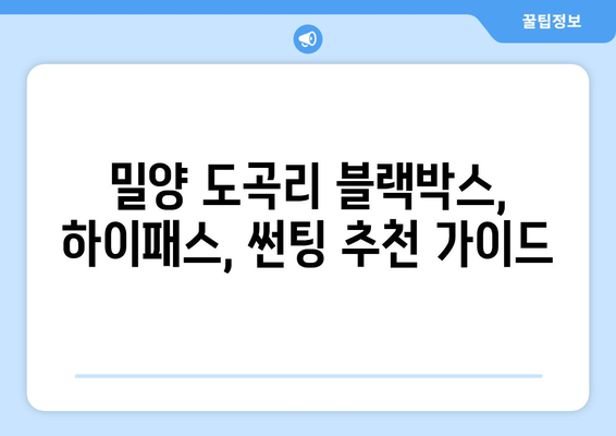 경상남도 밀양시 도곡리 블랙박스, 하이패스, 썬팅 추천 가이드 | 믿을 수 있는 업체, 합리적인 가격